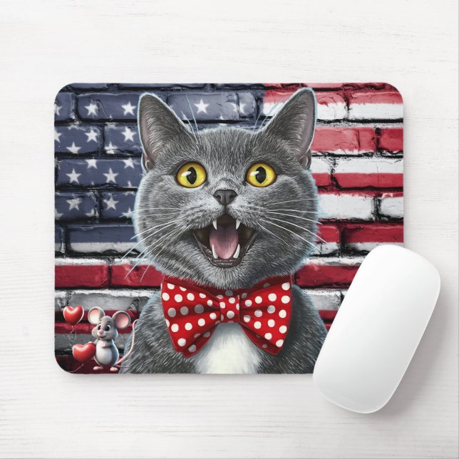 Patriotic Mouse and Cat Mouse Pad (With Mouse)