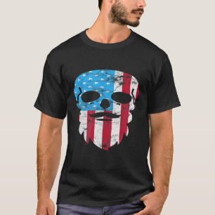 Patriotic Moustache Beard Skull  July 4th T-Shirt