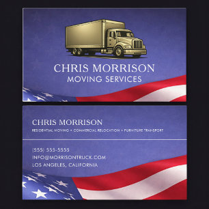 Patriotic Moving Truck Driver Trucking Business Card