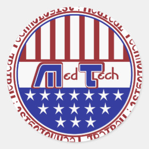PATRIOTIC MT (MEDICAL TECHNOLOGIST) USA FLAG CLASSIC ROUND STICKER