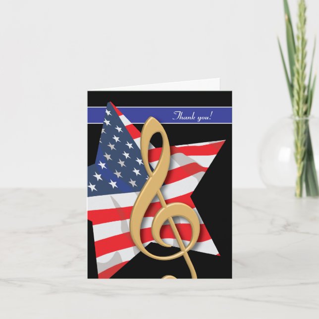Patriotic Music Thank You Card (Front)