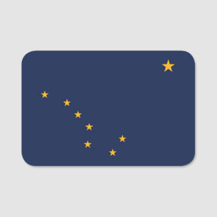 Patriotic name tag with flag of Alaska, USA