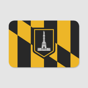 Patriotic name tag with flag of Baltimore, USA