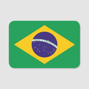 Patriotic name tag with flag of Brazil
