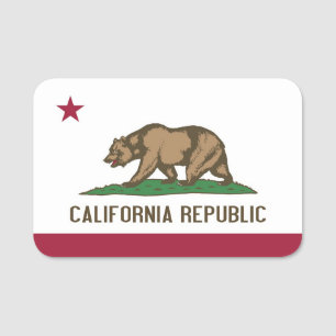 Patriotic name tag with flag of California, USA