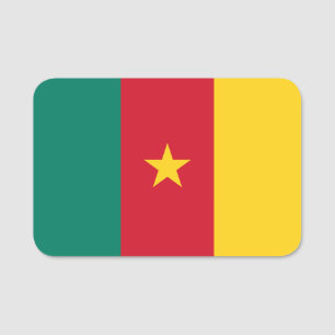 Patriotic name tag with flag of Cameroon