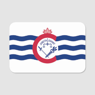 Patriotic name tag with flag of Cincinnati