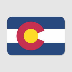 Patriotic name tag with flag of Colorado, USA