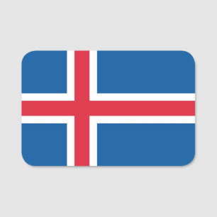 Patriotic name tag with flag of Iceland