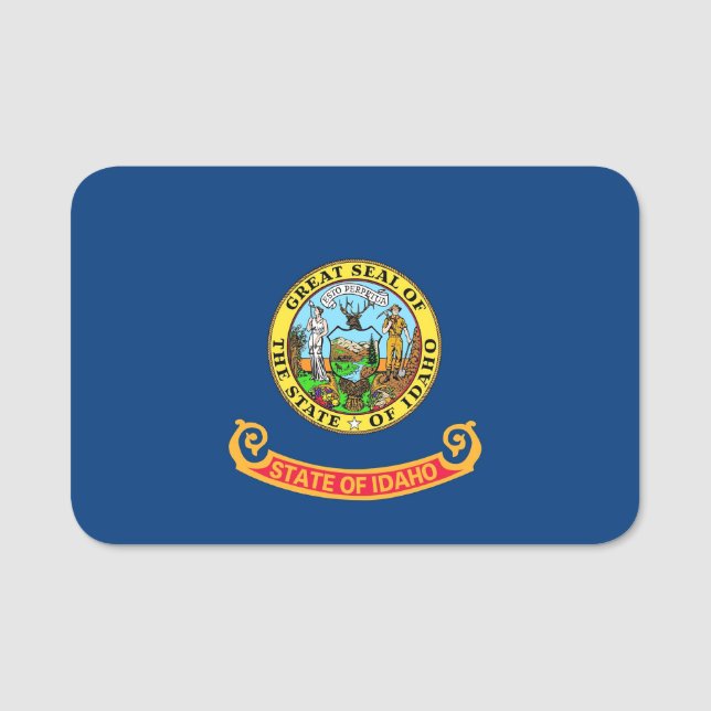 Patriotic name tag with flag of Idaho, USA (Front)