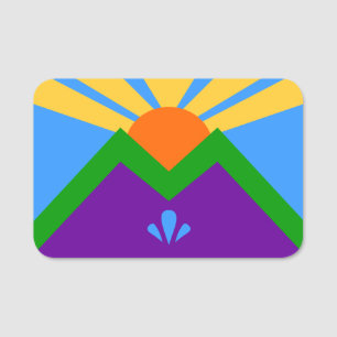 Patriotic name tag with flag of Manitou Springs