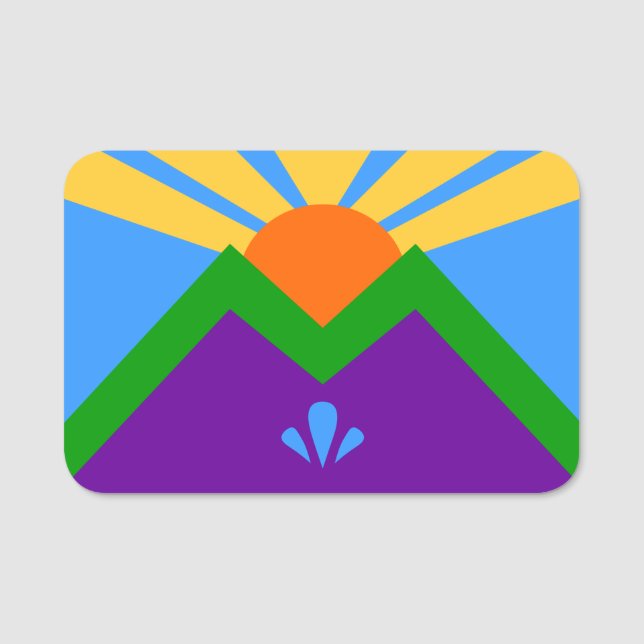 Patriotic name tag with flag of Manitou Springs (Front)