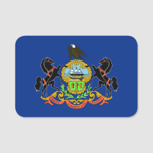 Patriotic name tag with flag of Pennsylvania
