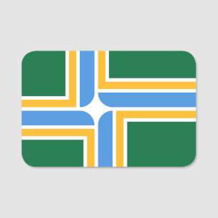 Patriotic name tag with flag of Portland
