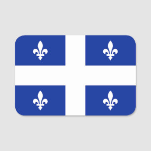 Patriotic name tag with flag of Quebec