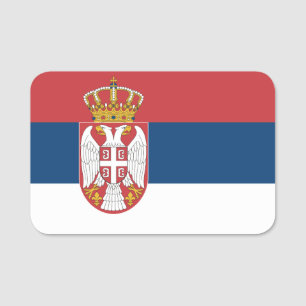 Patriotic name tag with flag of Serbia