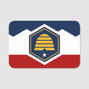 Patriotic name tag with flag of Utah, USA