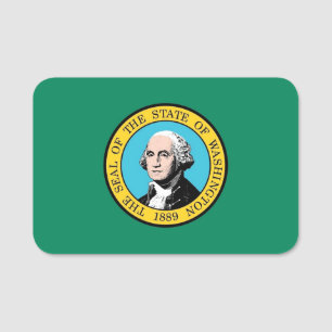 Patriotic name tag with flag of Washington State