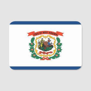 Patriotic name tag with flag of West Virginia