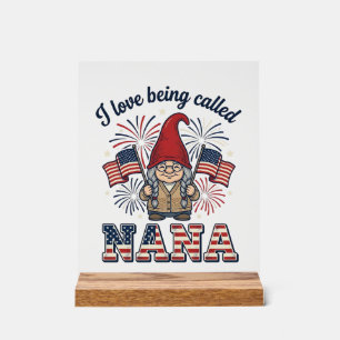Patriotic Nana Gnome Vintage Grandmother Shirt Des Acrylic Sign