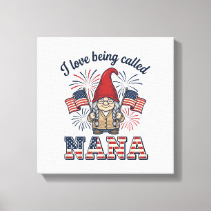 Patriotic Nana Gnome Vintage Grandmother Shirt Des Canvas Print