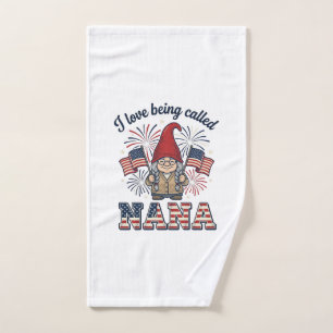 Patriotic Nana Gnome Vintage Grandmother Shirt Des Hand Towel