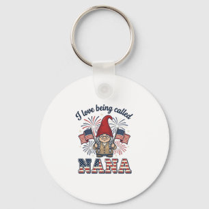 Patriotic Nana Gnome Vintage Grandmother Shirt Des Keychain