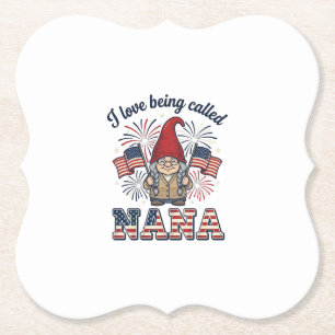 Patriotic Nana Gnome Vintage Grandmother Shirt Des Paper Coaster