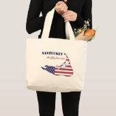 Patriotic Nantucket, the 51st State of America Large Tote Bag (Front (Product))