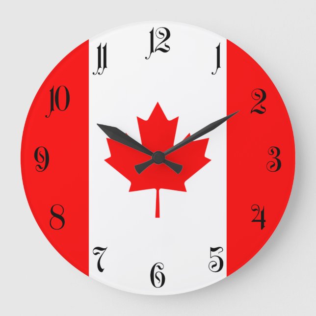 Patriotic National Flag of CANADA Large Clock (Front)
