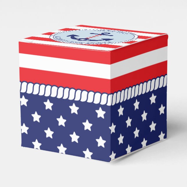 Patriotic Nautical Anchor Baby Shower Favor Box (Front Side)