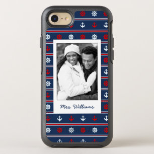 Patriotic Nautical Pattern   Your Photo & Name OtterBox Symmetry iPhone 8/7 Case