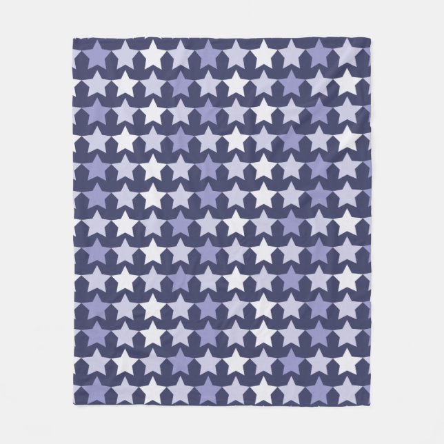 Patriotic Navy Blue Stars Fleece Blanket (Front)