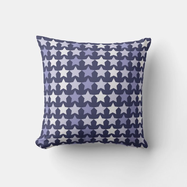 Patriotic Navy Blue Stars Throw Pillow (Front)
