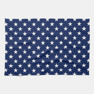 Patriotic Navy Blue USA Flag Stars Pattern Kitchen Towel