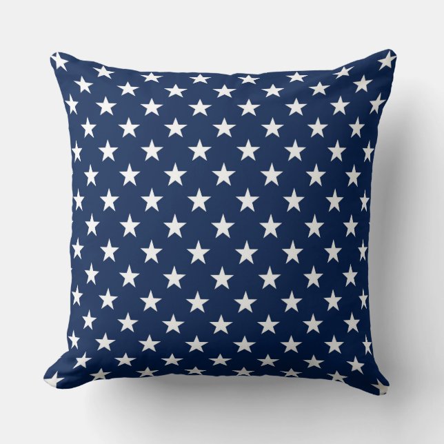 Patriotic Navy Blue USA Flag Stars Pattern Throw Pillow (Front)