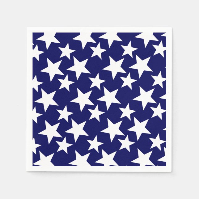 Patriotic Navy Blue w White Stars Napkin (Front)