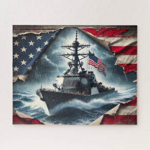Patriotic Navy Ship Jigsaw Puzzle