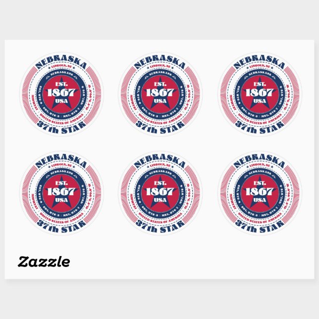 Patriotic Nebraska Circle Design Sticker (Sheet)
