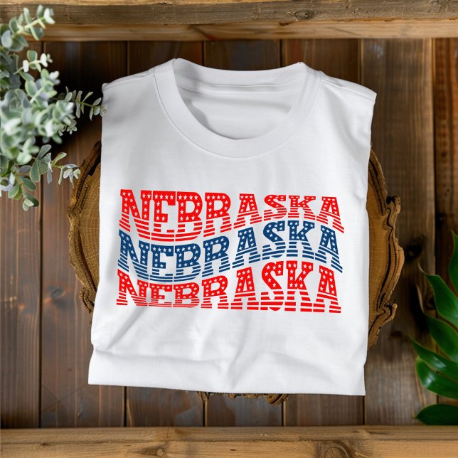 Patriotic Nebraska Red and Blue Boho T-Shirt  (Creator Uploaded)