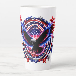 Patriotic Neon Eagle Burst – Red White & Blue Free Latte Mug
