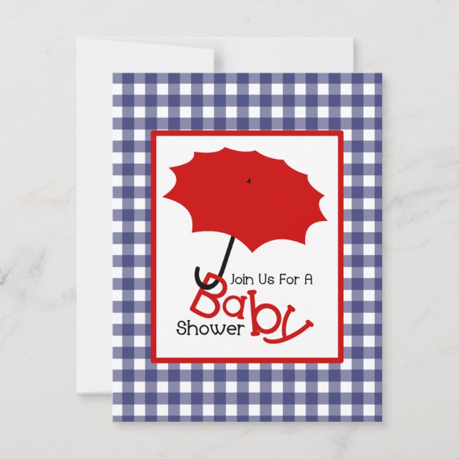 Patriotic Neutral Baby Shower - Red White & Blue Invitation (Front)