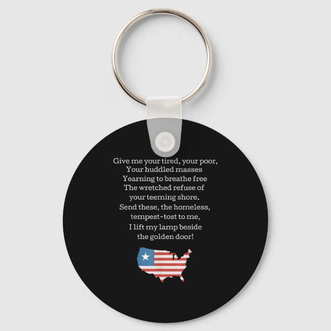 Patriotic New Colossus Emma Lazarus Quote Usa Gift Keychain (Front)