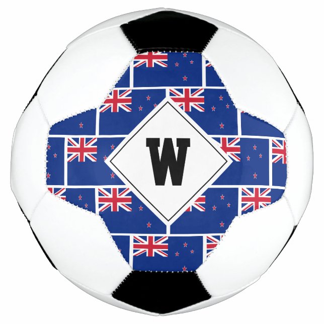 Patriotic NEW ZEALAND FLAG Monogram Soccer Ball (Front)