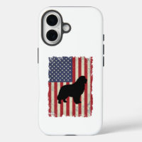 Patriotic Newfoundland Dog American Flag Vintage
