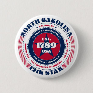 Patriotic North Carolina Circle with State Details 2 Inch Round Button