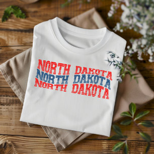 Patriotic North Dakota Red and Blue Boho T-Shirt 