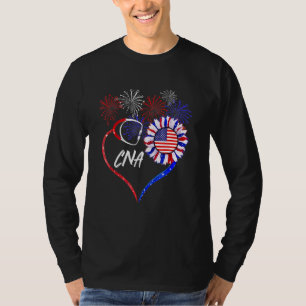 Patriotic Nurse 4th Of July American Flag Sunflowe T-Shirt