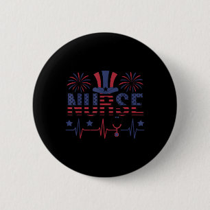 Patriotic Nurse American Flag Day 4th Of July Memo 2 Inch Round Button