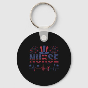 Patriotic Nurse American Flag Day 4th Of July Memo Keychain